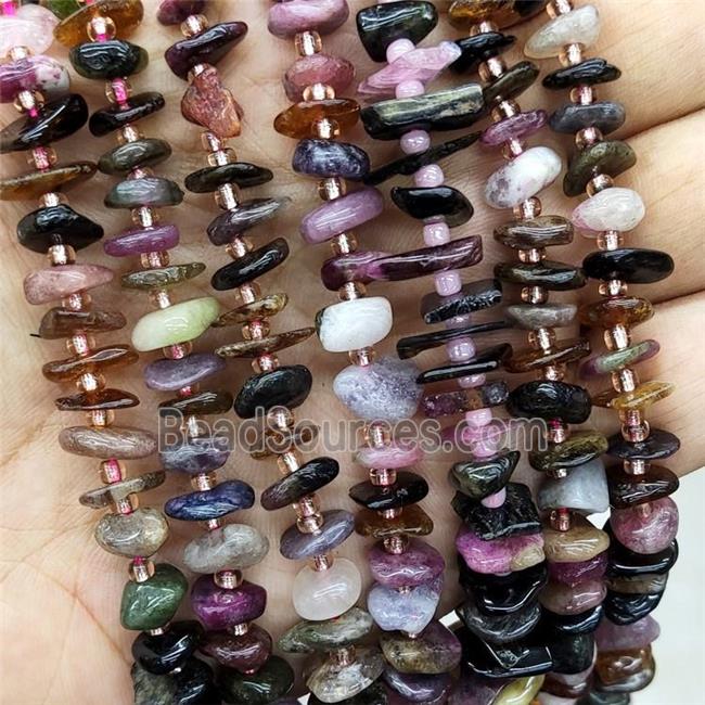 Natural Tourmaline Spacer Beads Multicolor Freeform Chips