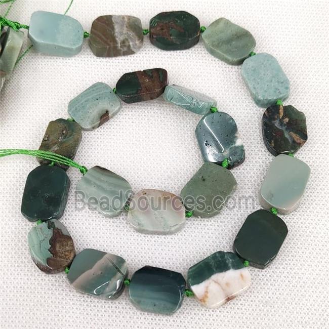 Natural Green Ocean Agate Rectangle Beads