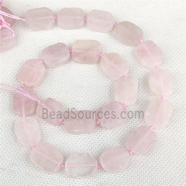 Natural Pink Rose Quartz Rectangle Beads