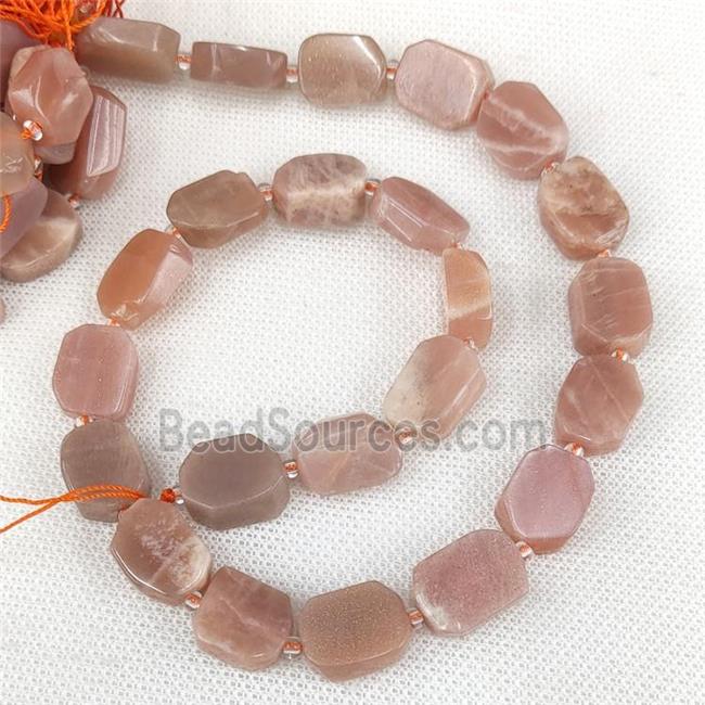 Natural Pink Moonstone Rectangle Beads