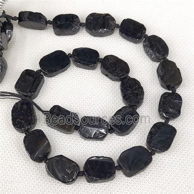 Natural Black Tourmaline Rectangle Beads