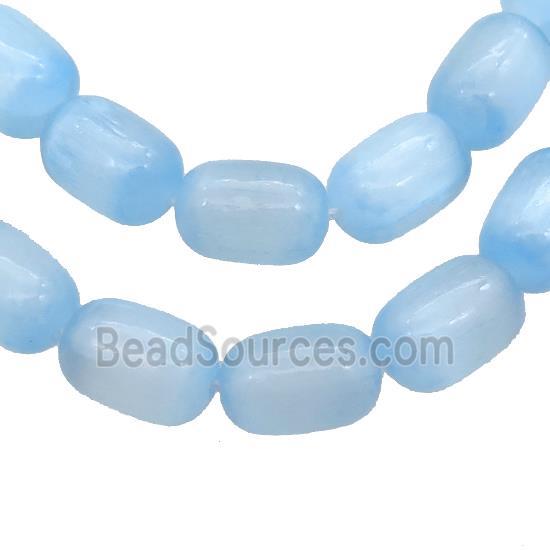 Selenite Beads Blue Dye Barrel