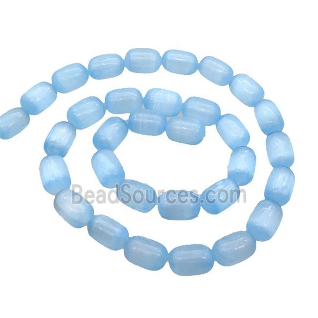 Selenite Beads Blue Dye Barrel