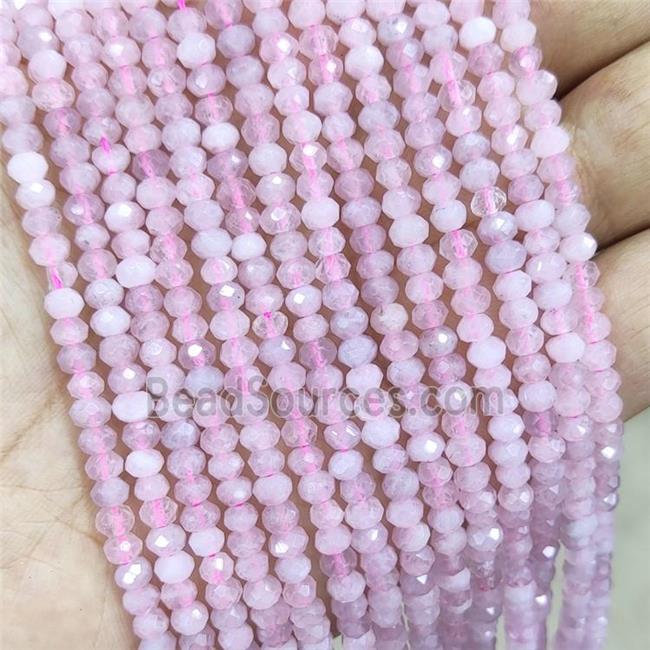 Natural Pink Rose Quartz Beads Faceted Rondelle