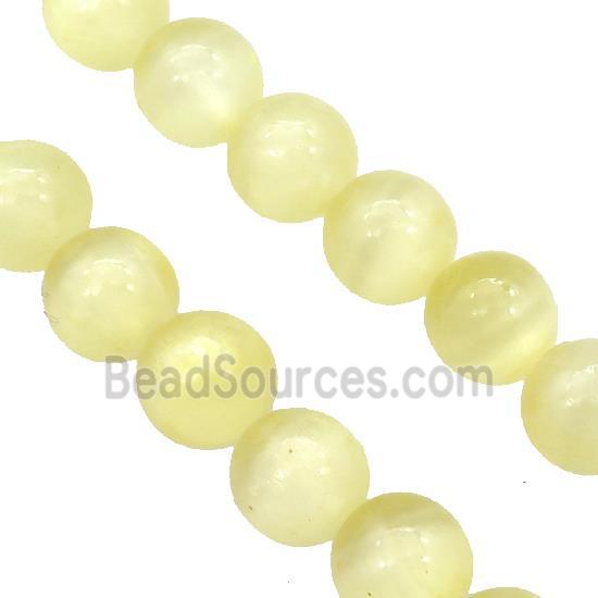 Yellow Selenite Beads Smooth Round Dye