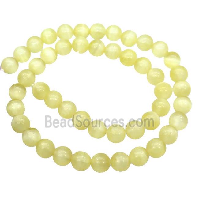 Yellow Selenite Beads Smooth Round Dye