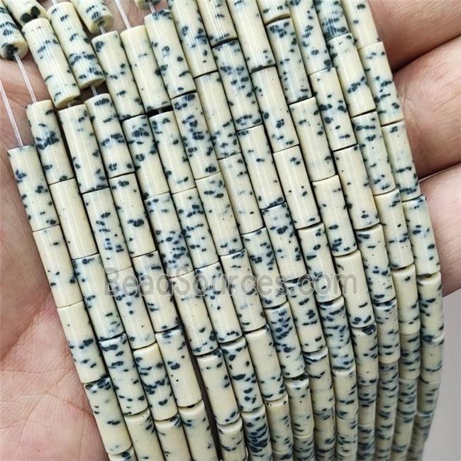 Beige Yellow Ceramics Tube Beads