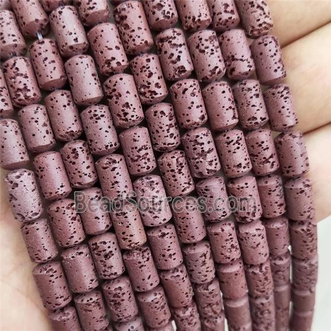 Rock Lava Column Beads Maroon Red Dye