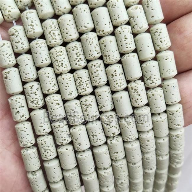 Rock Lava Column Beads Mint Green Dye