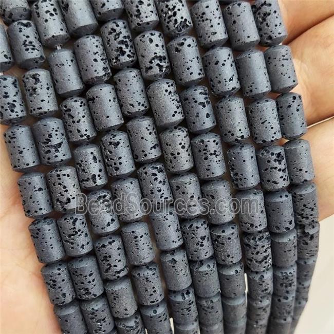 Rock Lava Column Beads Black Tube