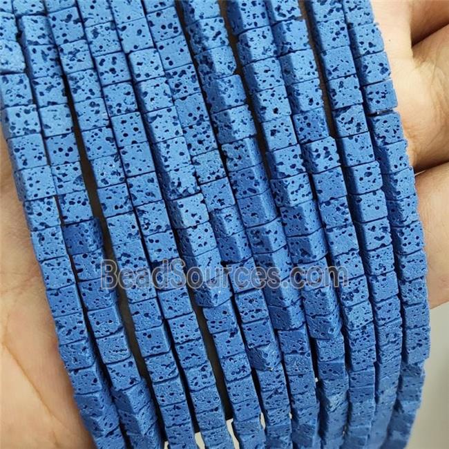 Rock Lava Cube Beads Rich Blue Dye