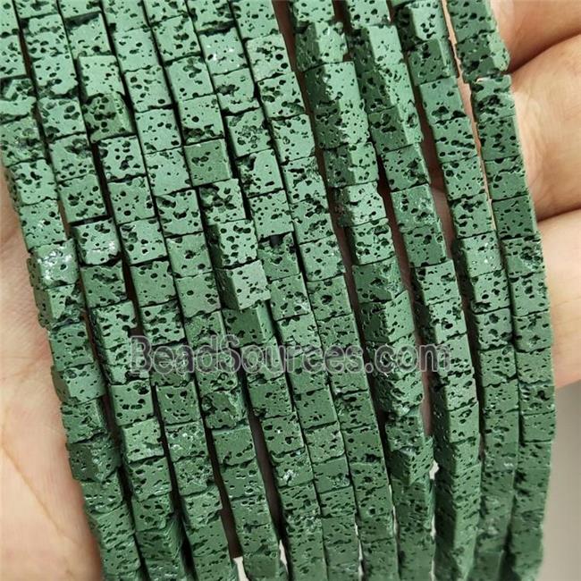 Rock Lava Cube Beads Green Dye