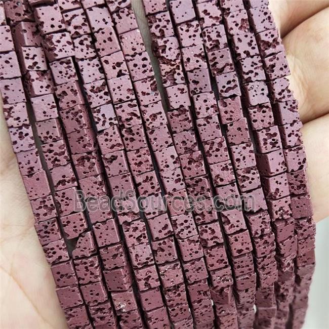 Rock Lava Cube Beads Maroon Red Dye