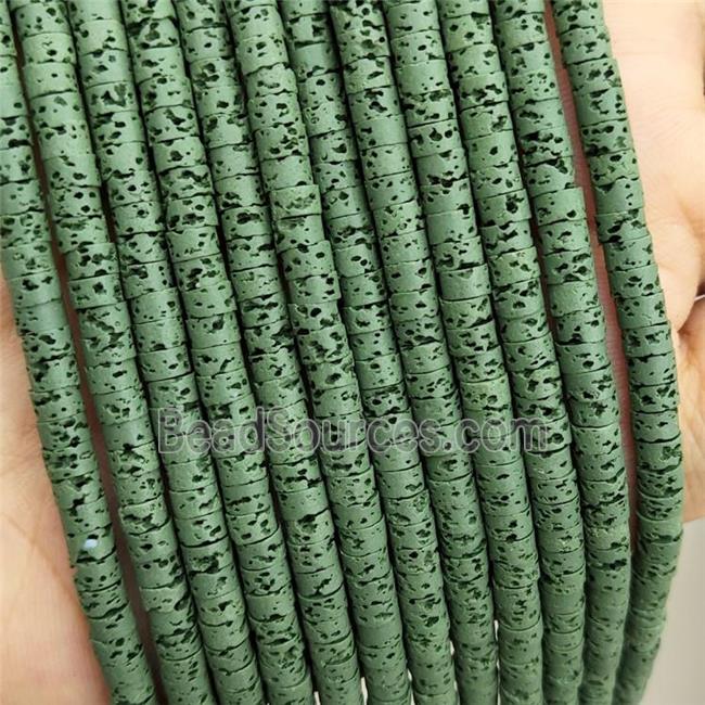 Rock Lava Heishi Beads Green Dye