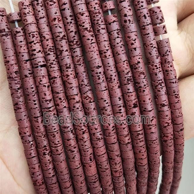 Rock Lava Heishi Beads Maroon Red Dye