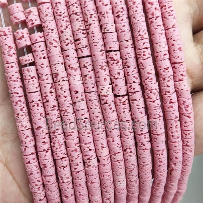 Rock Lava Heishi Beads Pink Dye