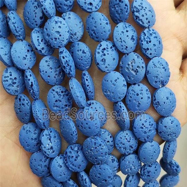 Rock Lava Oval Beads Rich Blue Dye