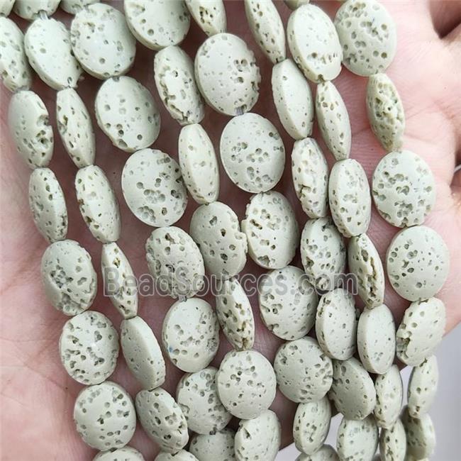 Rock Lava Oval Beads Mint Green Dye