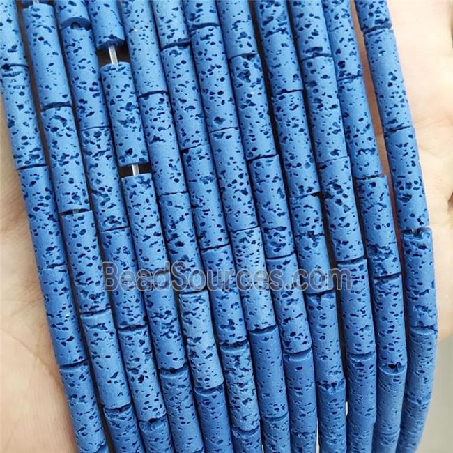 Rock Lava Tube Beads Rich Blue Dye