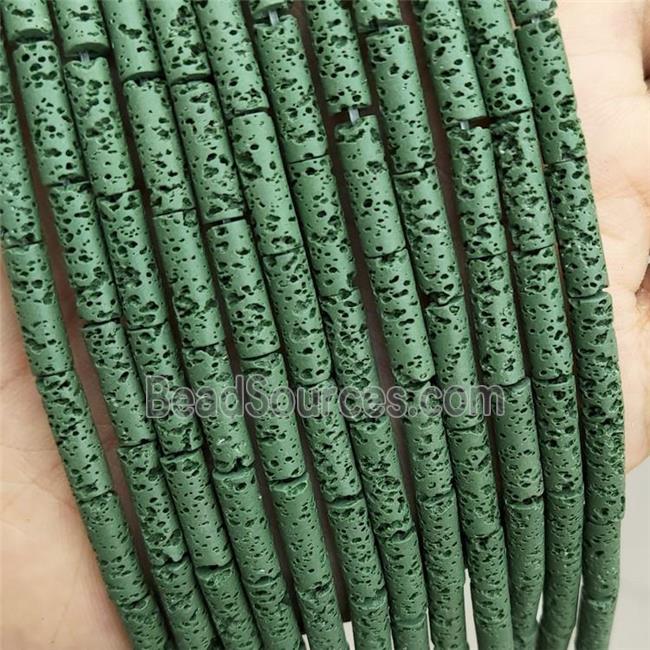 Rock Lava Tube Beads Green Dye