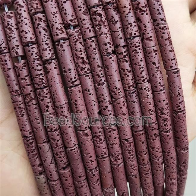 Rock Lava Tube Beads Maroon Red Dye