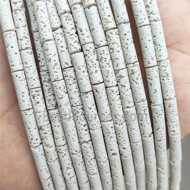 Rock Lava Tube Beads Cream White Dye