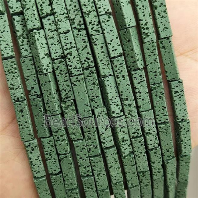 Rock Lava Tube Beads Green Dye