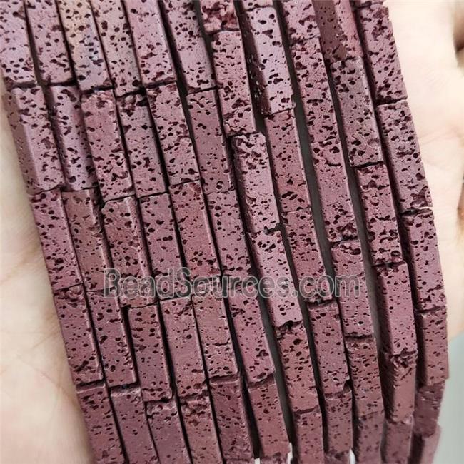 Rock Lava Tube Beads Maroon Red Dye