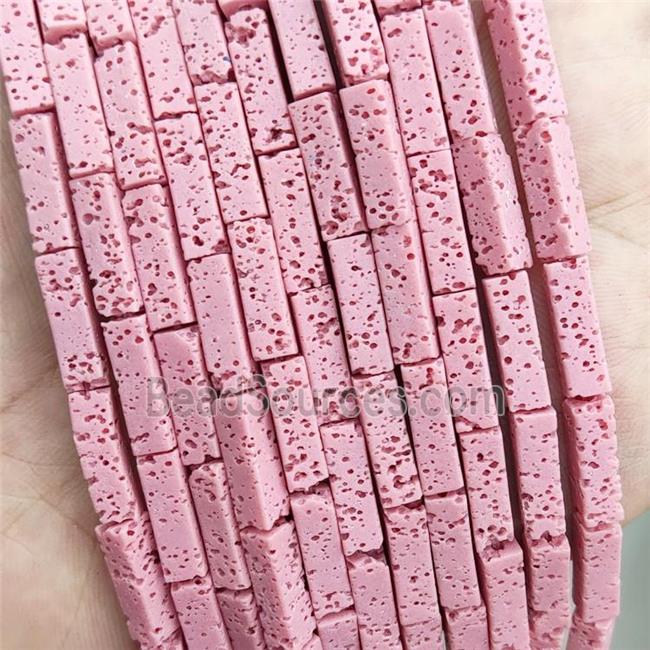 Rock Lava Tube Beads Pink Dye