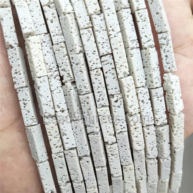 Rock Lava Tube Beads Cream White Dye