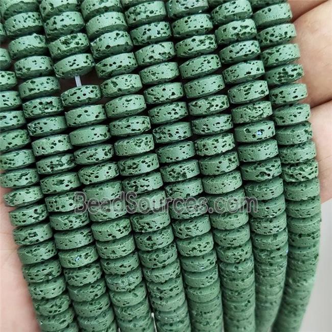 Rock Lava Heishi Beads Green Dye