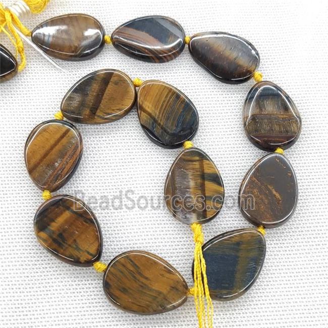 Natural Tiger Eye Stone Beads Flat Teardrop