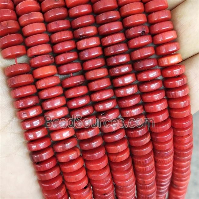 Natural Coral Heishi Beads Red Dye