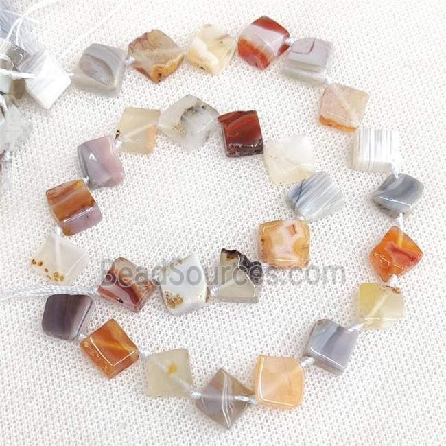 Natural Botswana Agate Beads Square Corner-Drilled Multicolor