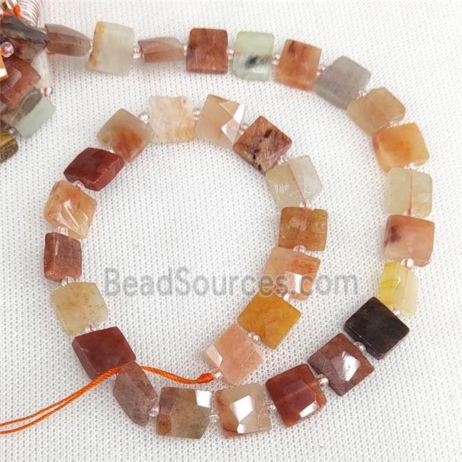 Natural Red Carnelian Agate Beads Faceted Square