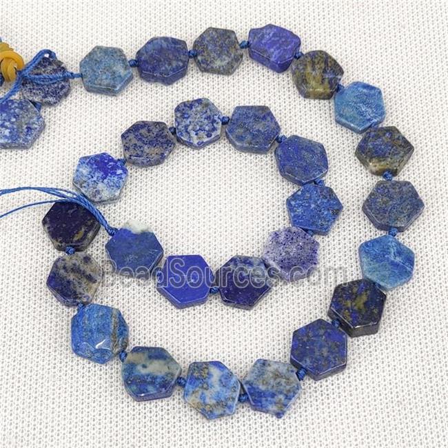 Natural Blue Lapis Lazuli Hexagon Beads