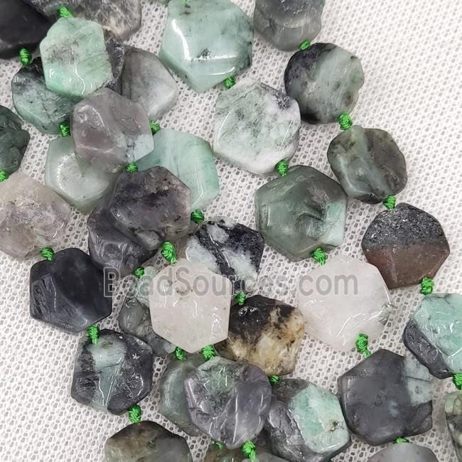 Natural Green Emerald Beads Hexagon