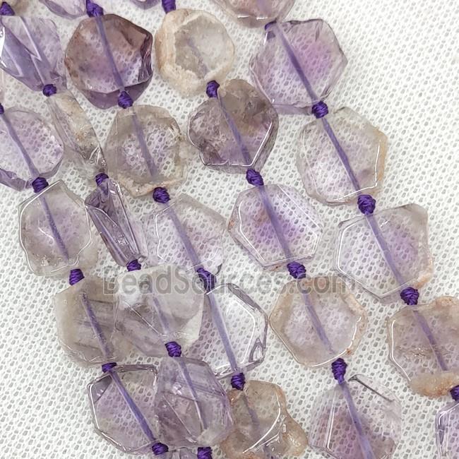 Natural Purple Amethyst Hexagon Beads