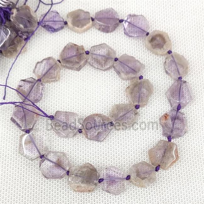 Natural Purple Amethyst Hexagon Beads