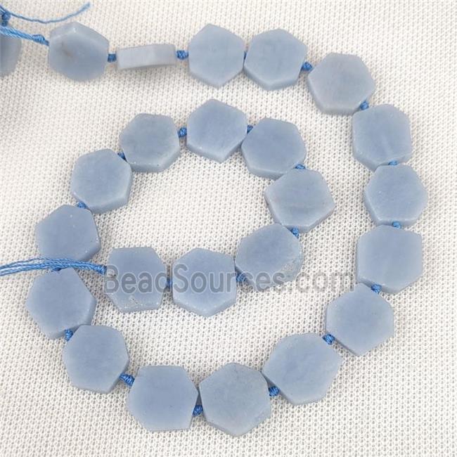 Natural Blue Angelite Beads Hexagon