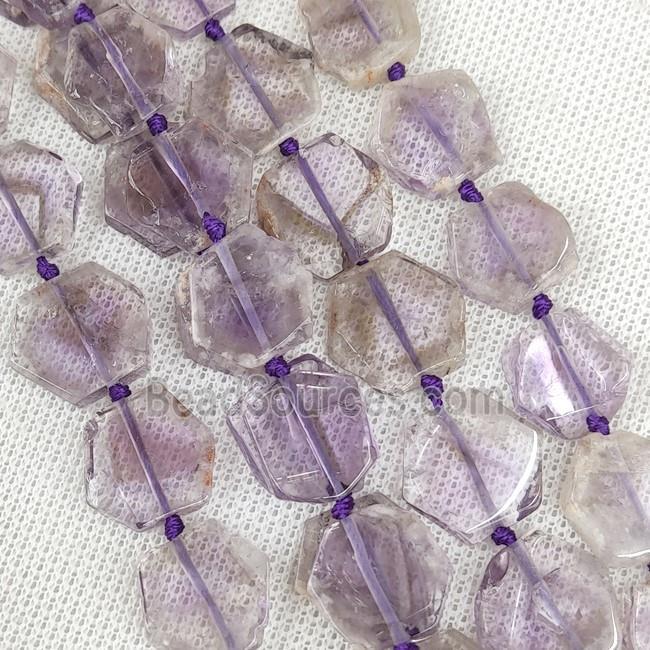 Natural Amethyst Beads Hexagon Purple