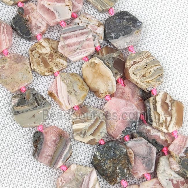 Natural Argentina Rhodochrosite Beads Pink Hexagon