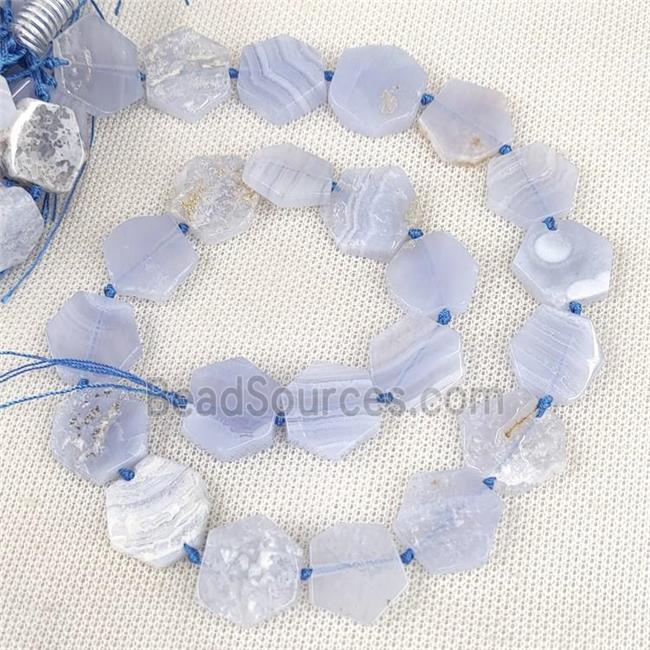 Natural Blue Lace Agate Beads Hexagon