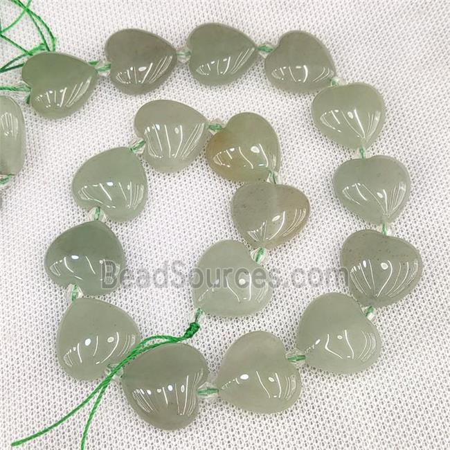 Natural Green Aventurine Heart Beads