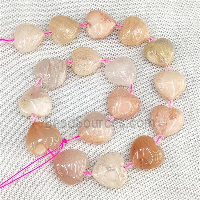 Natural Pink Aventurine Heart Beads