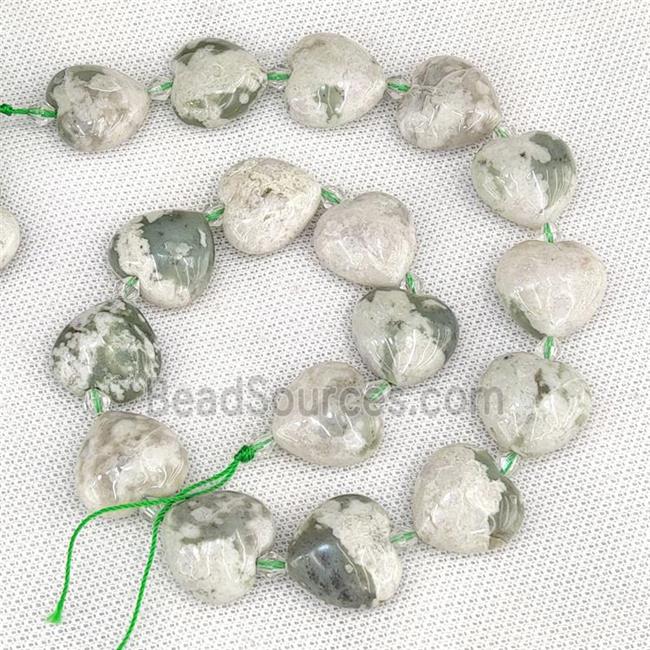 Natural Peace Jasper Heart Beads Green