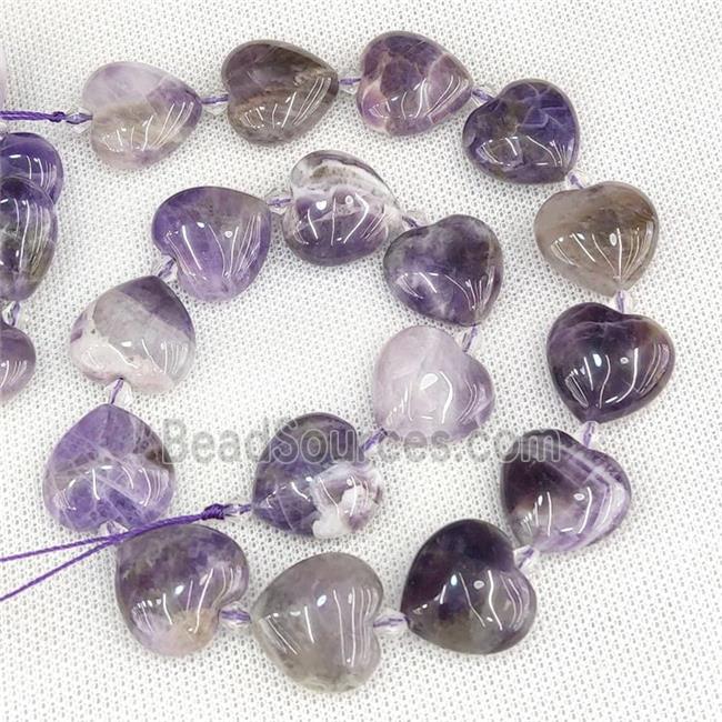 Natural Purple Amethyst Heart Beads