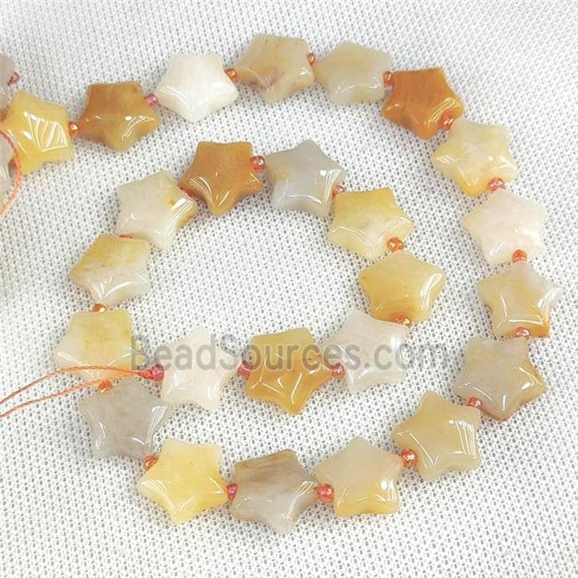 Natural Yellow Aventurine Star Beads