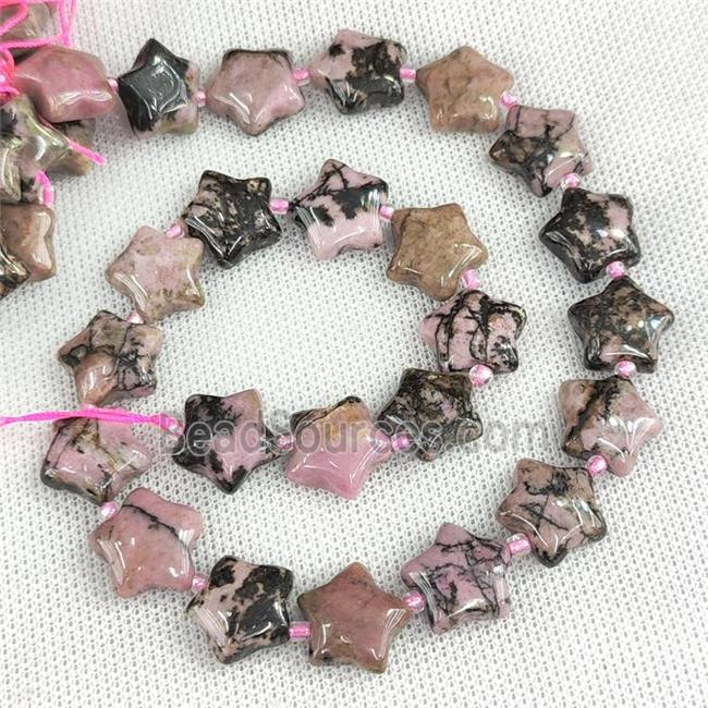 Natural Chinese Rhodonite Star Beads Pink