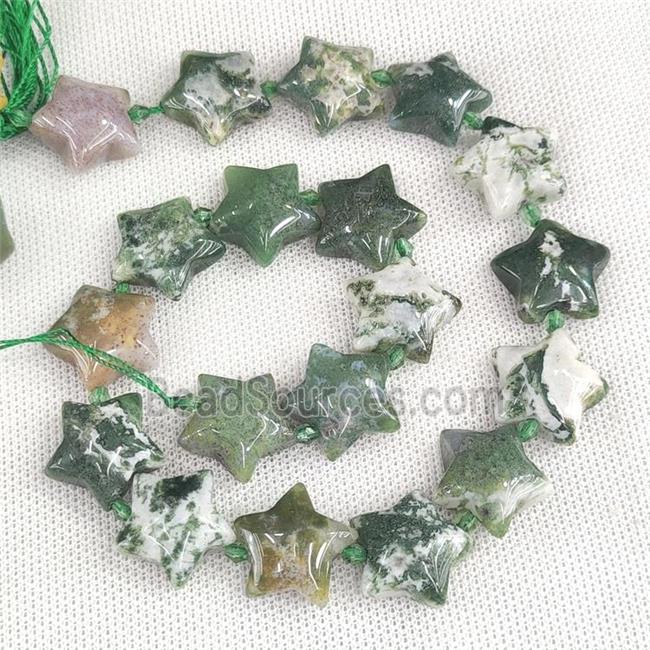 Natural Tree Agate Star Beads Green